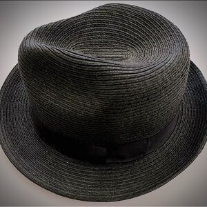 Aritzia Talula Black Straw Fedora Hat Size Small Circumference 57-58cm
